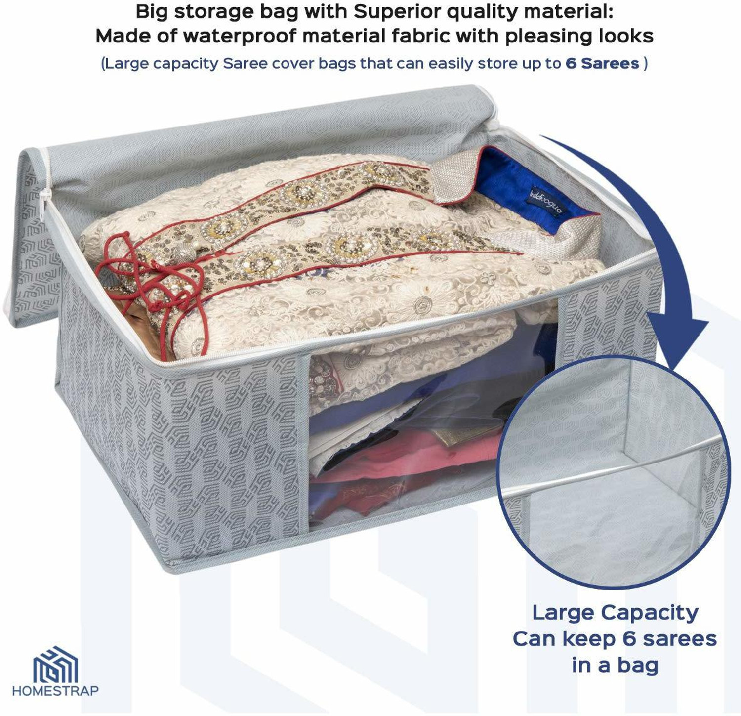 Image of HomeStrap Saree /Dress Cover Cloth Storage /Organiser with Transparent Window