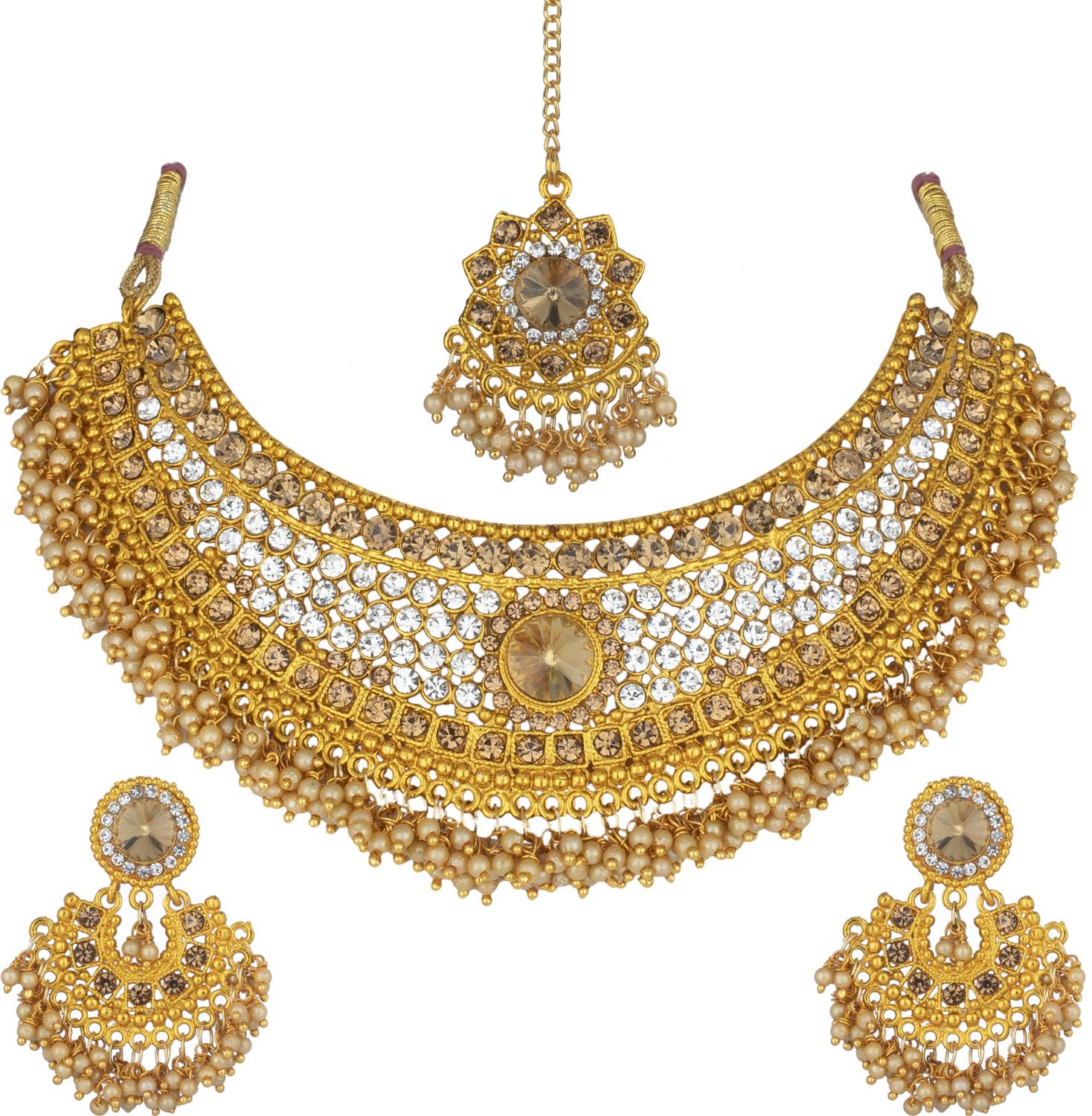 R A Enterprises Alloy Gold-plated Gold Jewellery Set