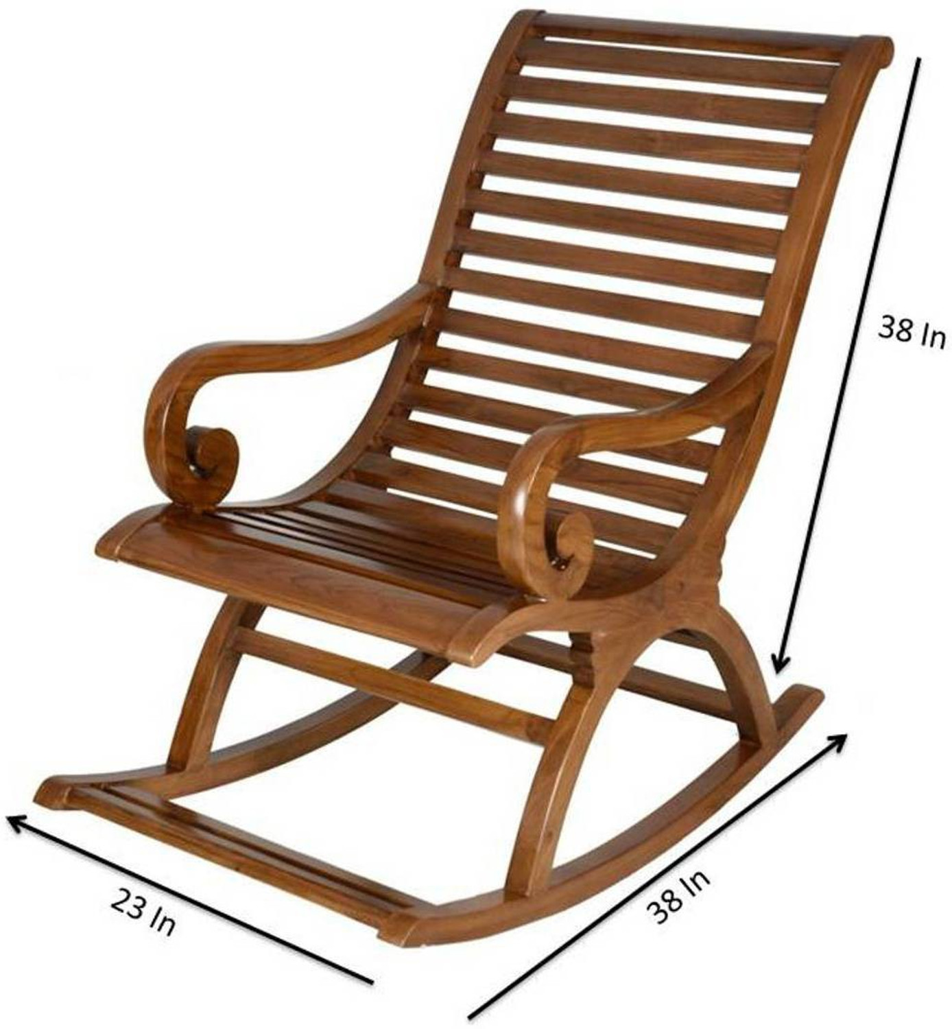 Image of Decorhand Teak Wood Rocking Chair For Living Room / Garden - Adults /Grand Parents Solid Wood 1 Seater Rocking Chairs