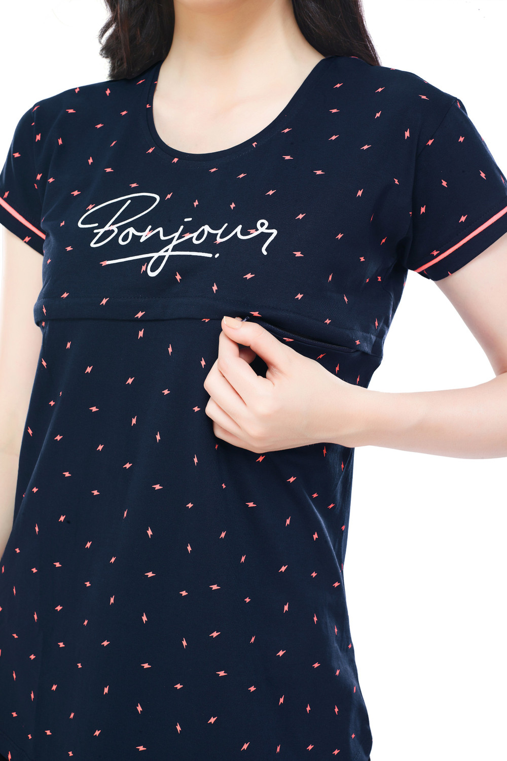 Image of ZEYO Casual Short Sleeve Printed Women Blue Top