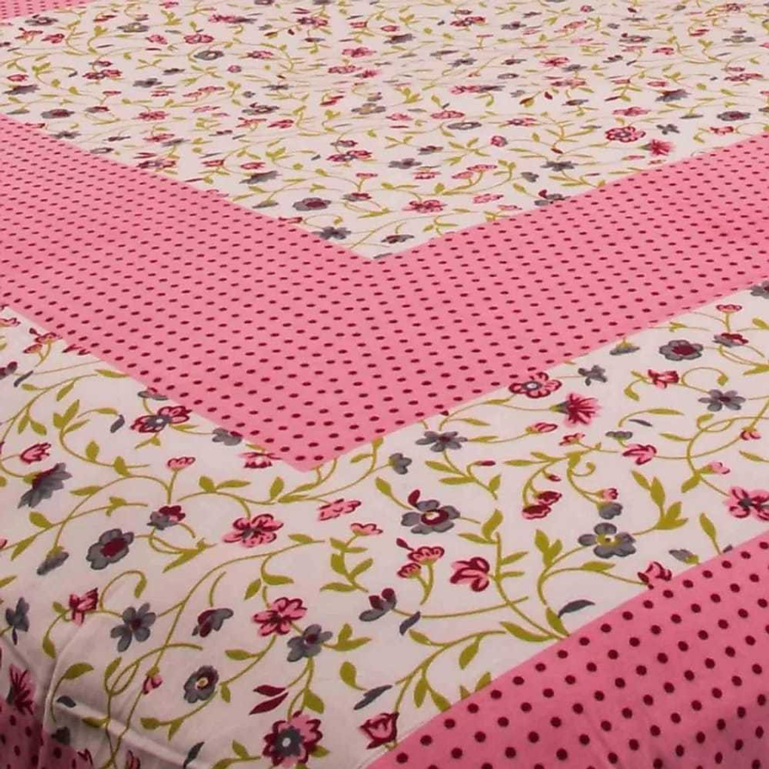 Image of Pink City Cotton Double Flat 144 TC Jaipuri Prints 1 Bedsheet with 2 Pillow Covers