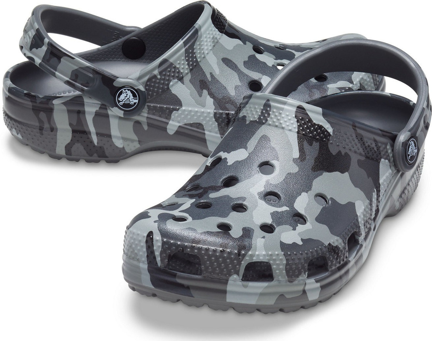 Image of CROCS Unisex Classic Printed Camo Clogs Sandal (Grey, 10)