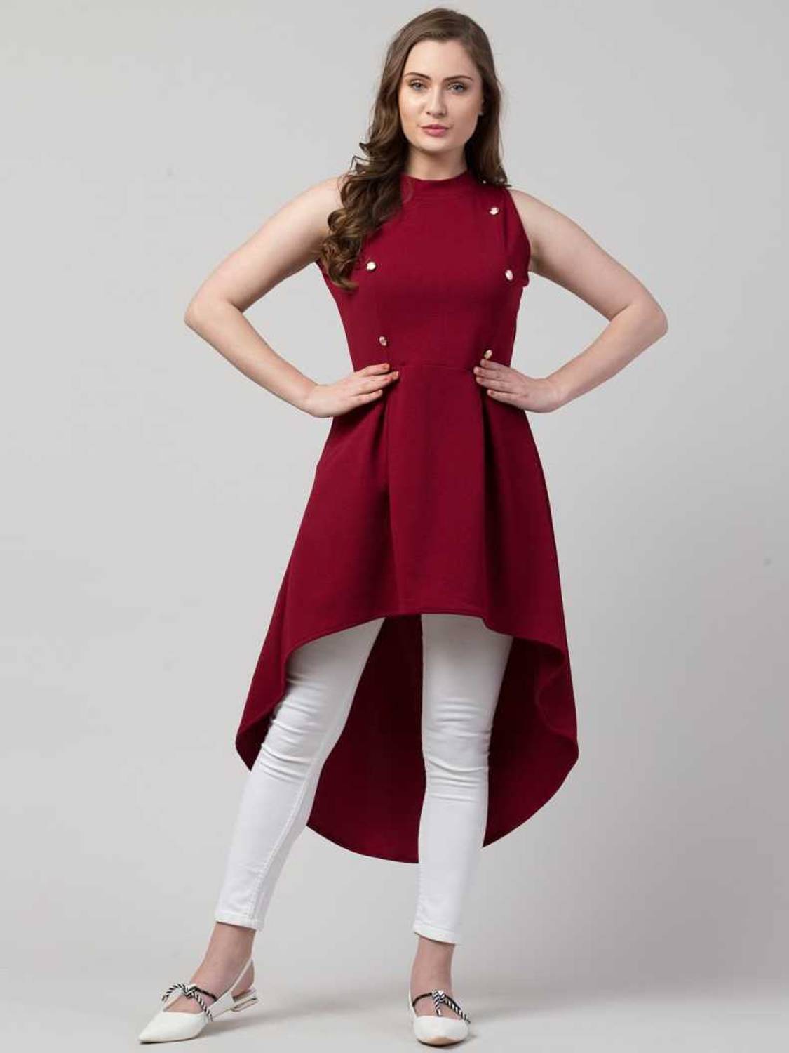 Arbiter Collection Casual Sleeveless Solid Women Maroon Top