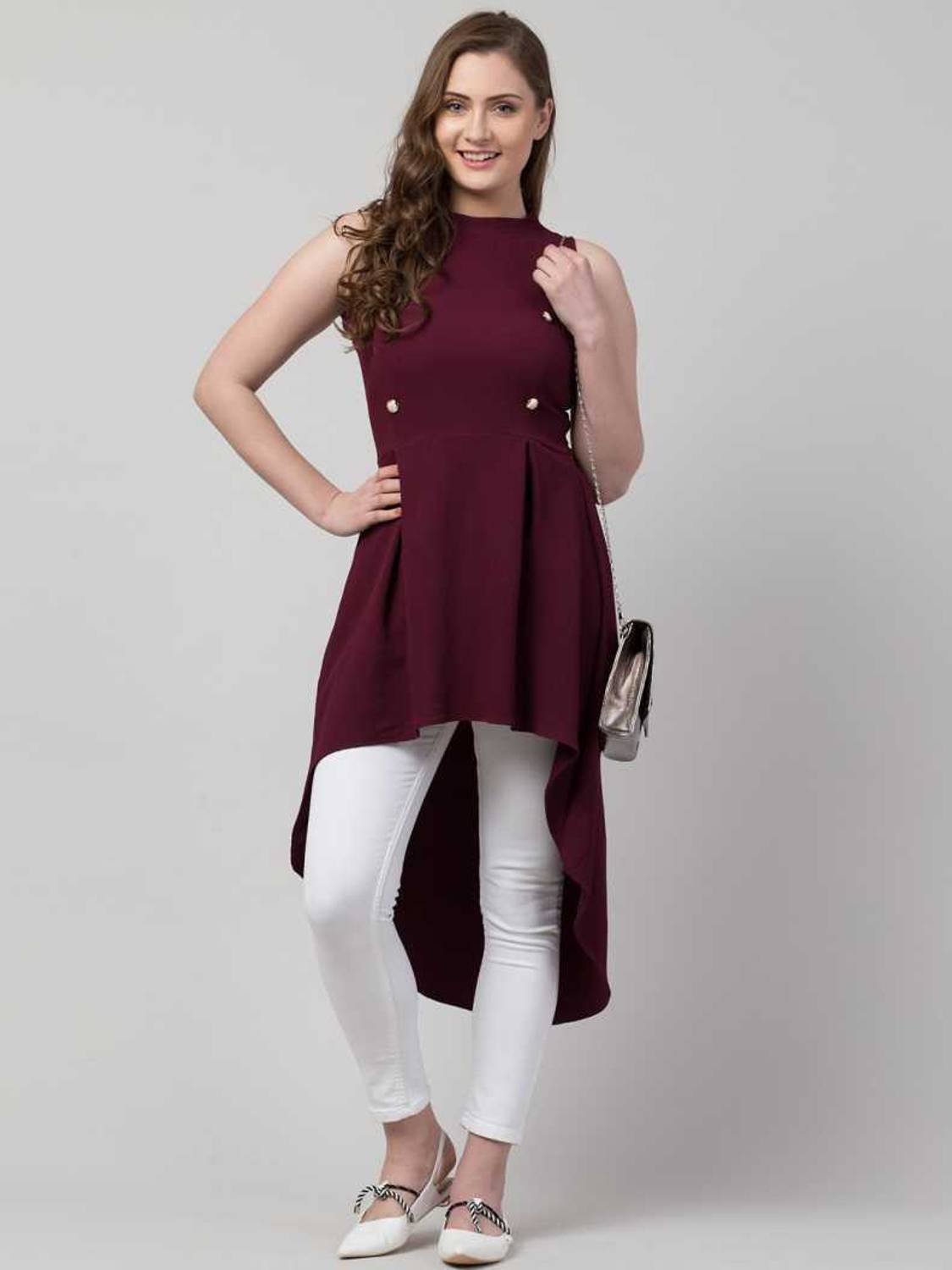 Arbiter Collection Women High Low Purple Midi/Calf Length Dress