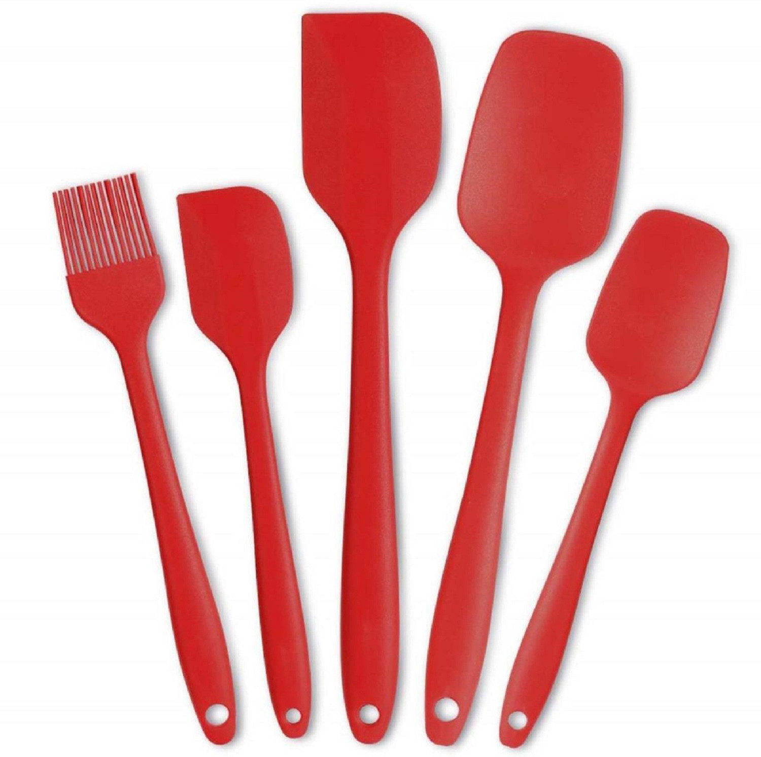 Image of BHAVI CREATION Silicone Spatula Sets of 5 Pcs Made of 100% Food Grade Silicone One Piece Design Seamless Heat-Resistant Spatula Seamless One-Piece Design Easy to Clean - Non-Stick Silicone Rubber Red Non-Stick Spatula