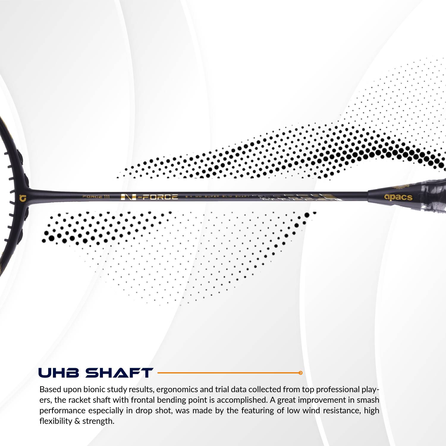 apacs N-Force 111 (Ultra Graphite, 38LBS) Black, Gold Unstrung