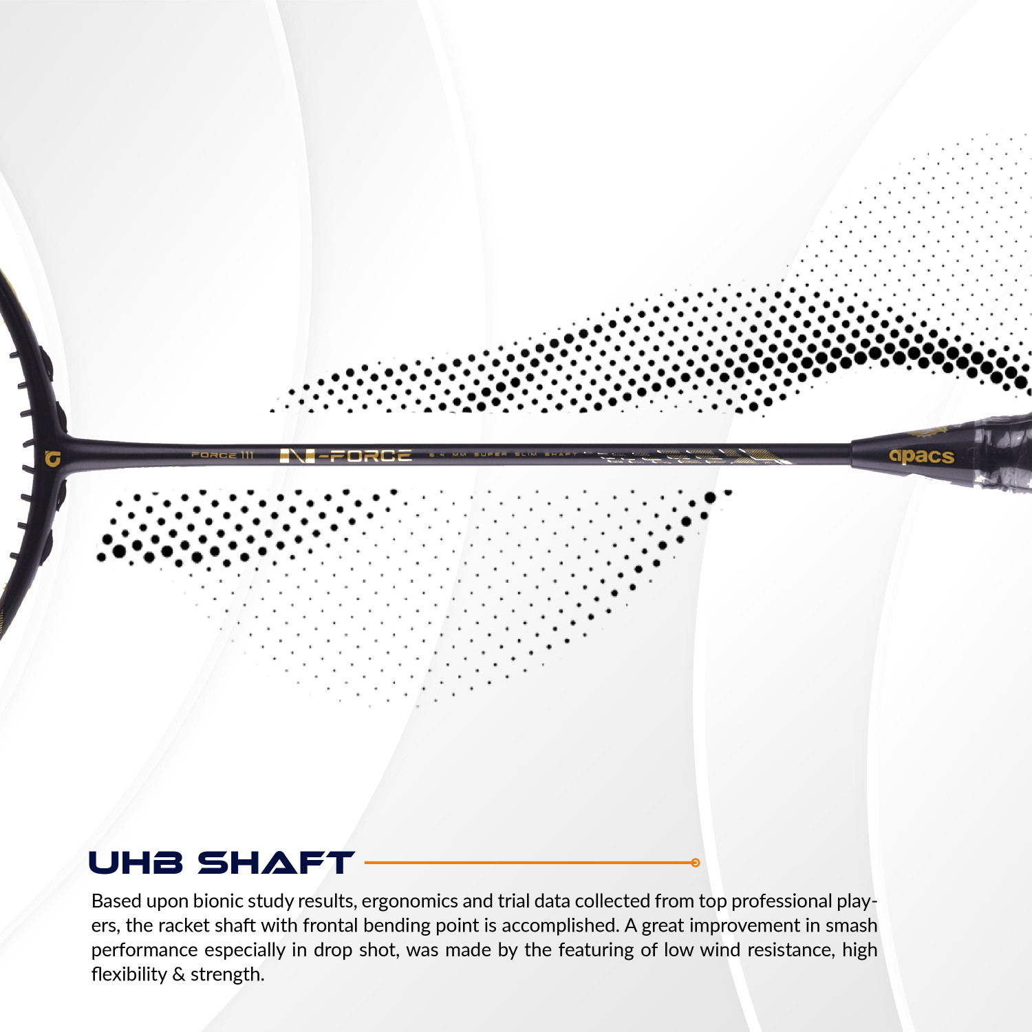 Image of apacs N-Force 111 (Ultra Graphite, 38LBS) Black, Gold Unstrung Badminton Racquet