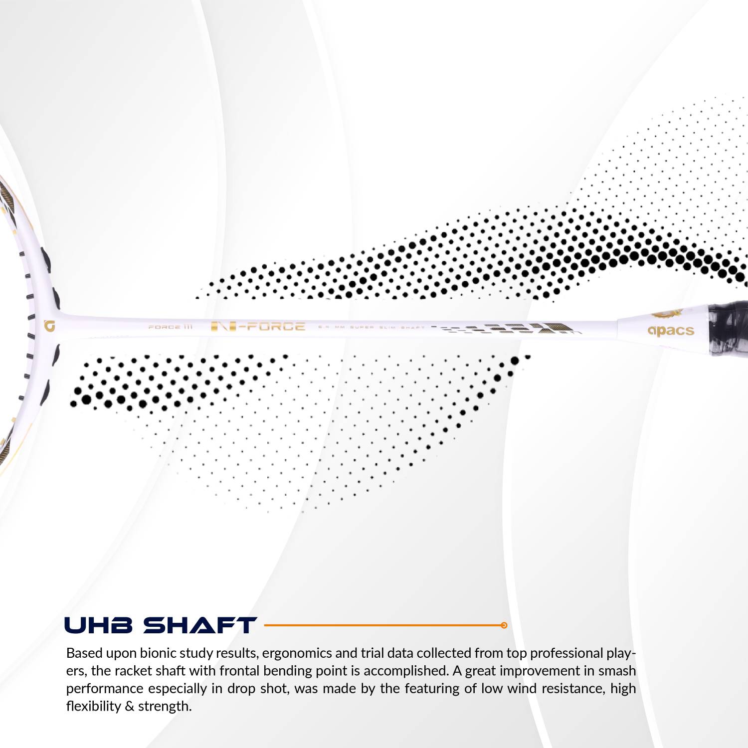 apacs N-Force 111 (Ultra Graphite, 38LBS) White, Gold Unstrung