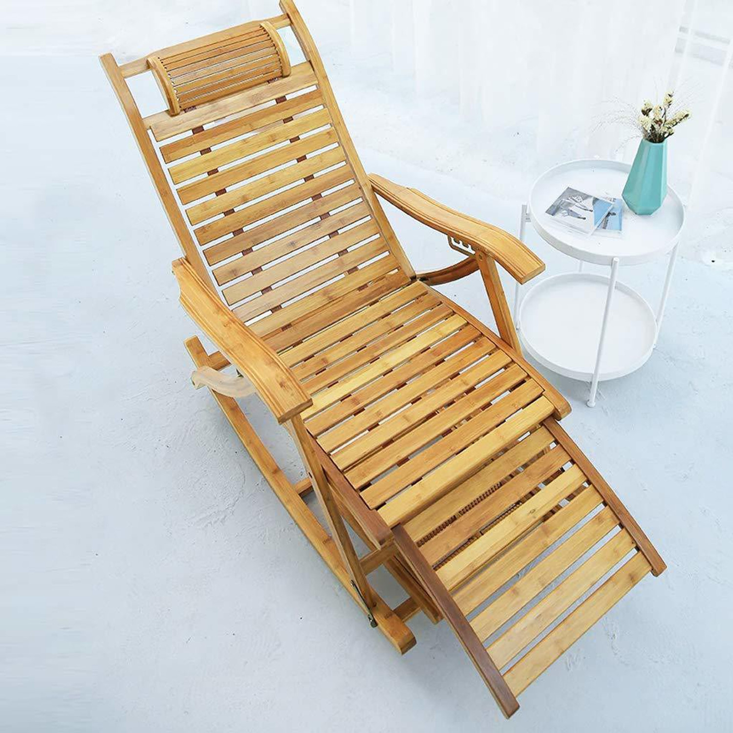 Image of Urbancart Relax Bamboo Rocking Chair for Home Living Room and Outdoor Lounge with Easy Assembly Bamboo 1 Seater Rocking Chairs