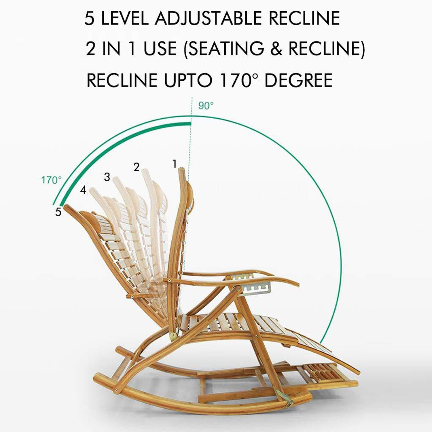 Image of Urbancart Relax Bamboo Rocking Chair for Home Living Room and Outdoor Lounge with Easy Assembly Bamboo 1 Seater Rocking Chairs