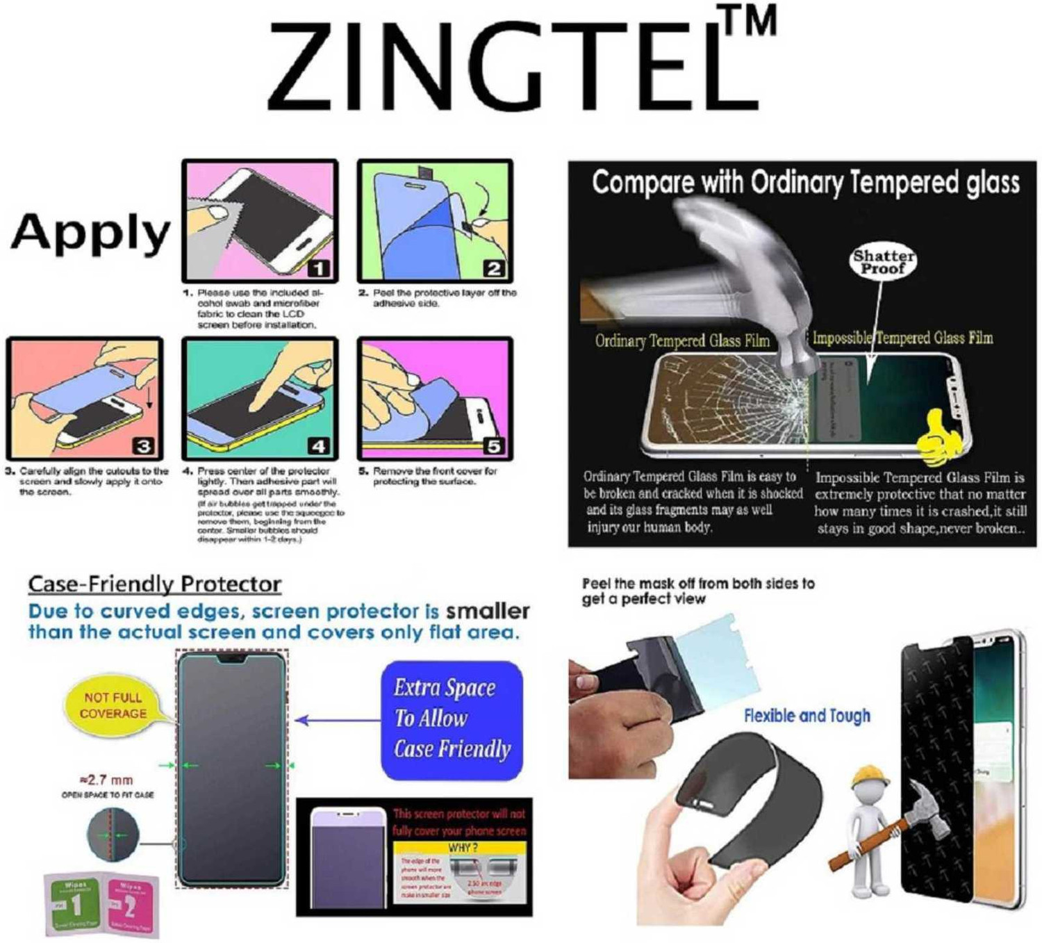 Image of ZINGTEL Tempered Glass Guard for SAMSUNG GALAXY C7 PRO (Pack of 1)