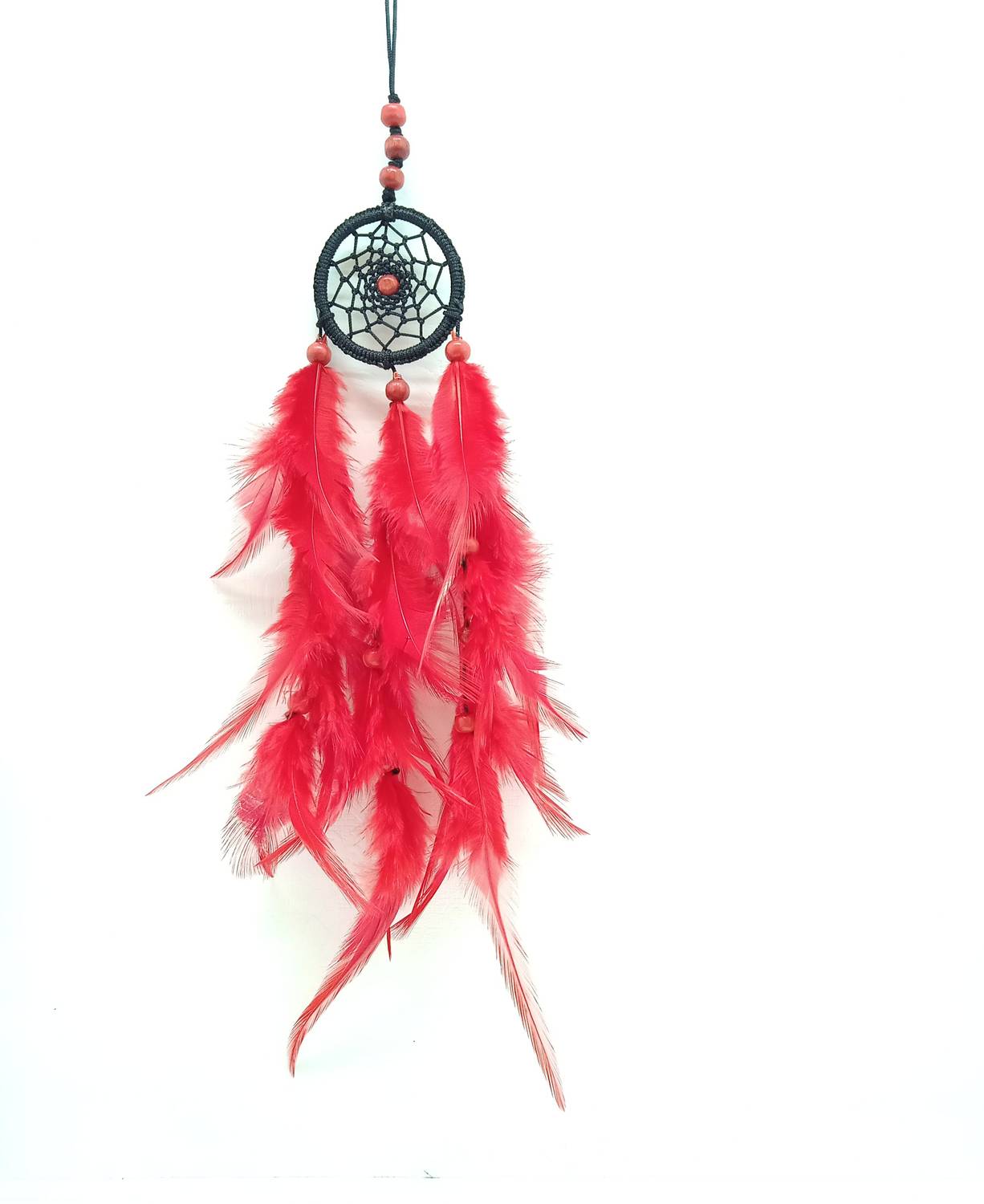 budsnbeau Buy Best Small Beautiful Dream Catcher for Home, office and car Decoration (Red) Nylon, Aluminium, Wood, Feather Dream Catcher
