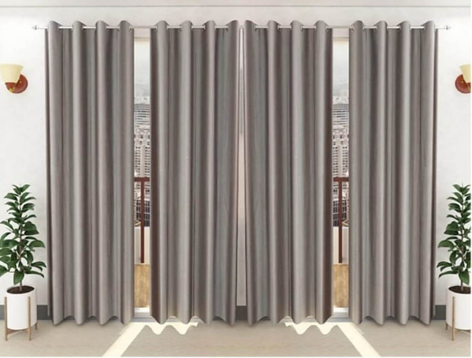 Image of Achintya 214 cm (7 ft) Door Polyester Semi Transparent Curtain (Pack Of 4)