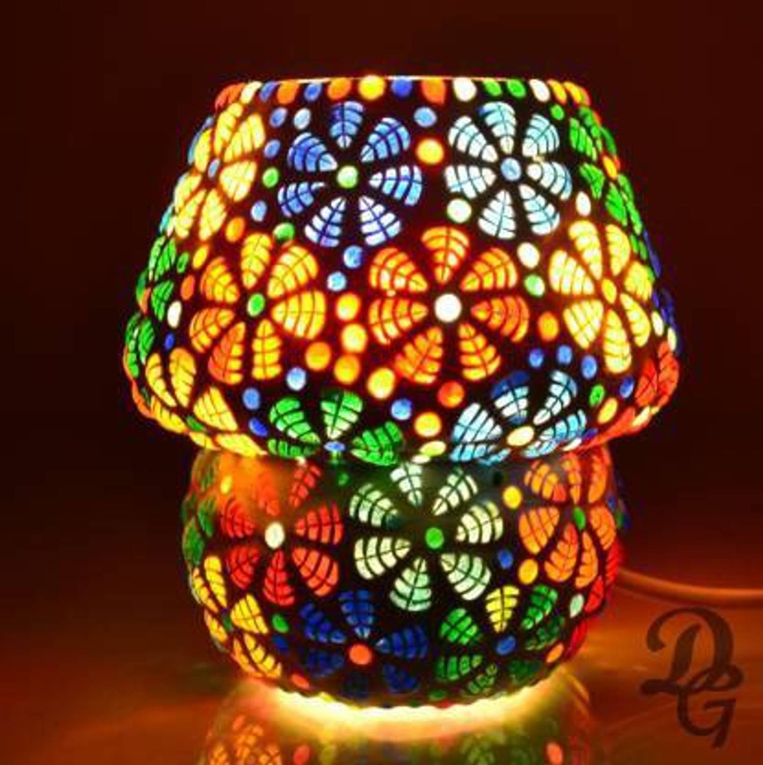 DESHILP OVERSEAS Multi Color Beautiful Mosaic Table Lamp For Bedr