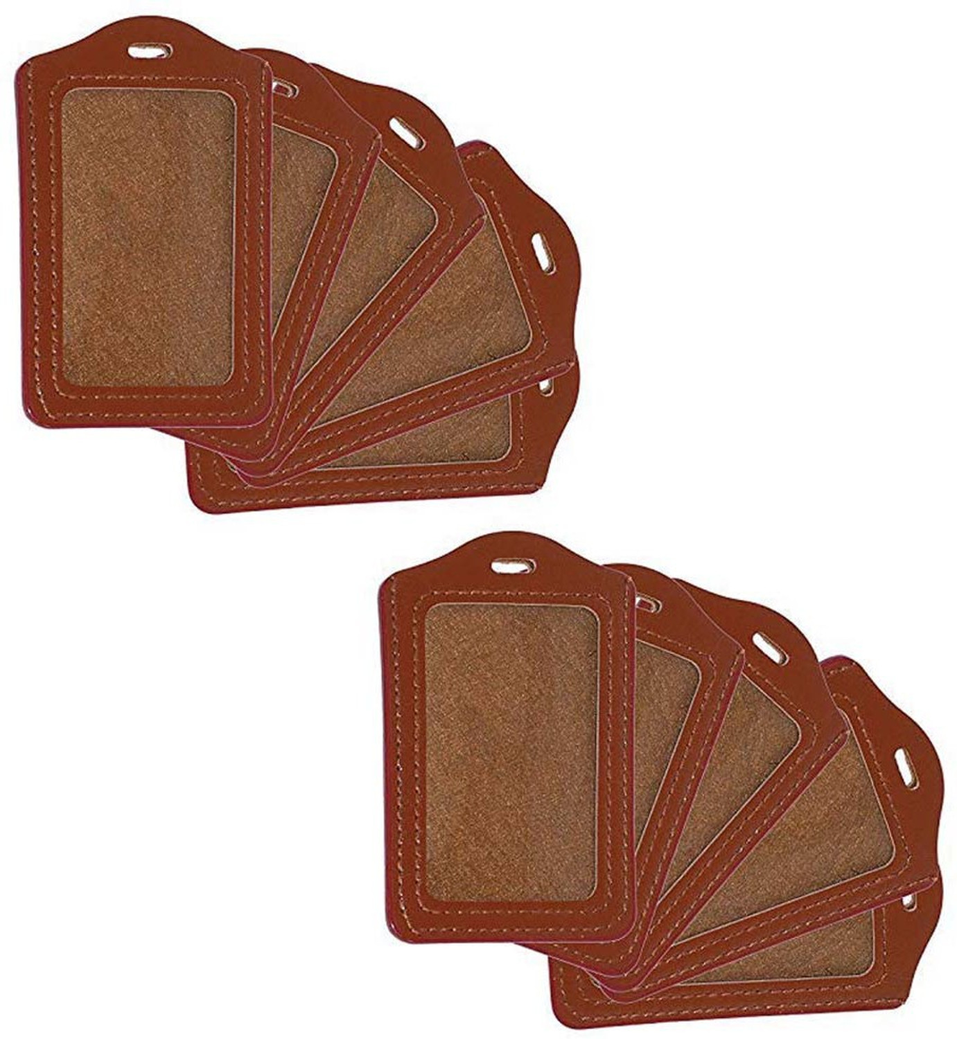 Image of WeKonnect PU Leather Clear ID Window ID Badge Holder | Vertical ID Card Holder for Office, Colleges and Schools | Vertical - Pack of 10 Card Holder