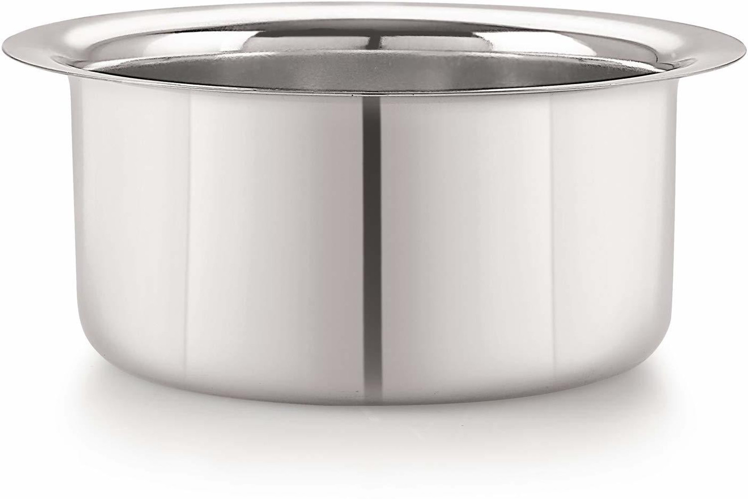 Image of Finetouch Stainless Steel Induction Bottom (Encapsulated Bottom) Induction & Gas Stove Friendly Container /Tope /Cookware Tope /Bhagona /Patila 3 L capacity 22 cm diameter