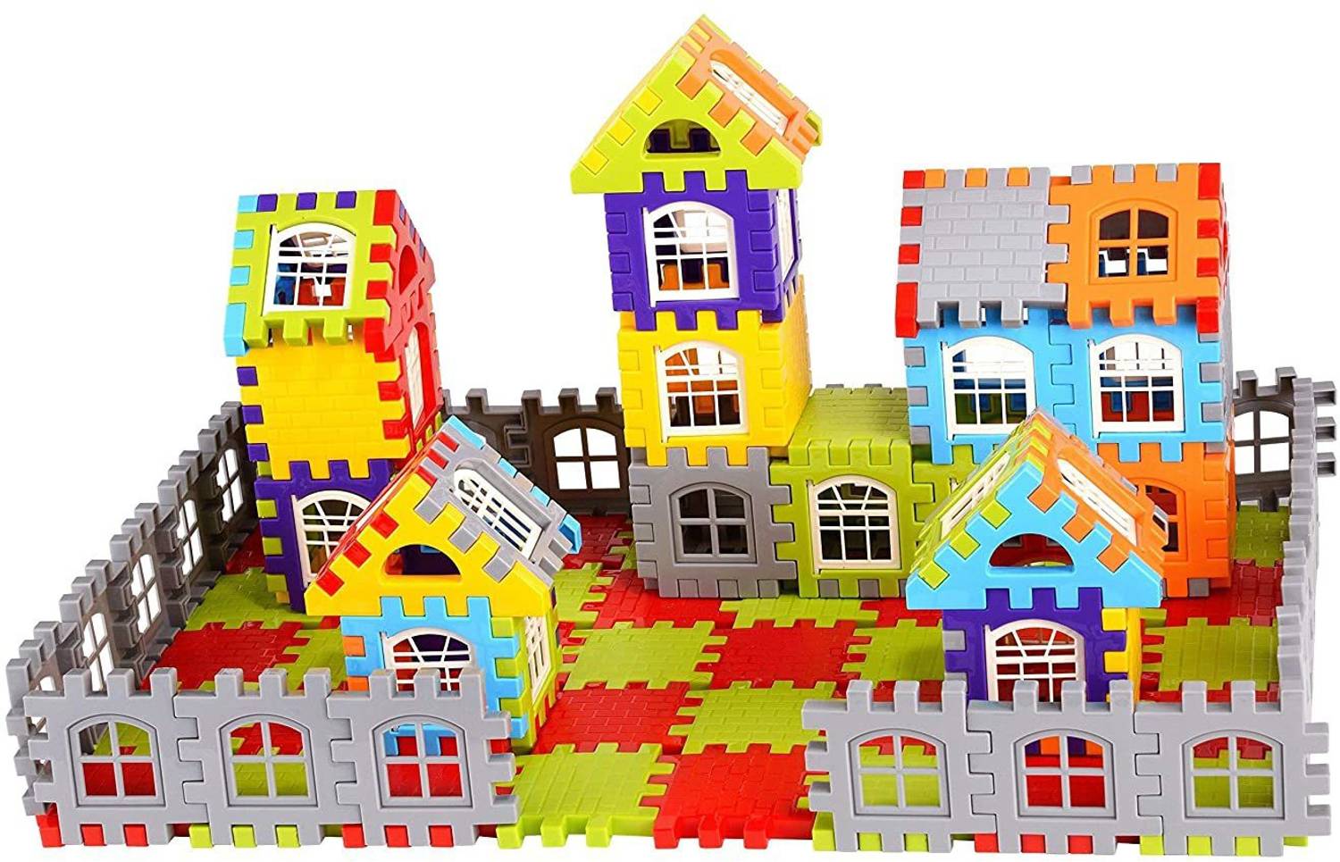 AEXONIZ TOYS Unbreakable Happy Home House Building Blocks Toy Set for 3-8 Years Old Kids Boys & Girls,Multicolor,72 Piece