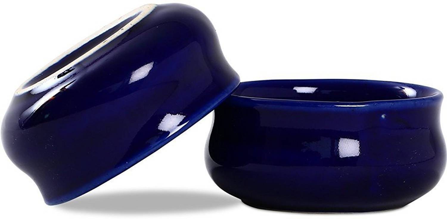 caffeine Ceramic Sauce Bowl Handmade Glossy Blue