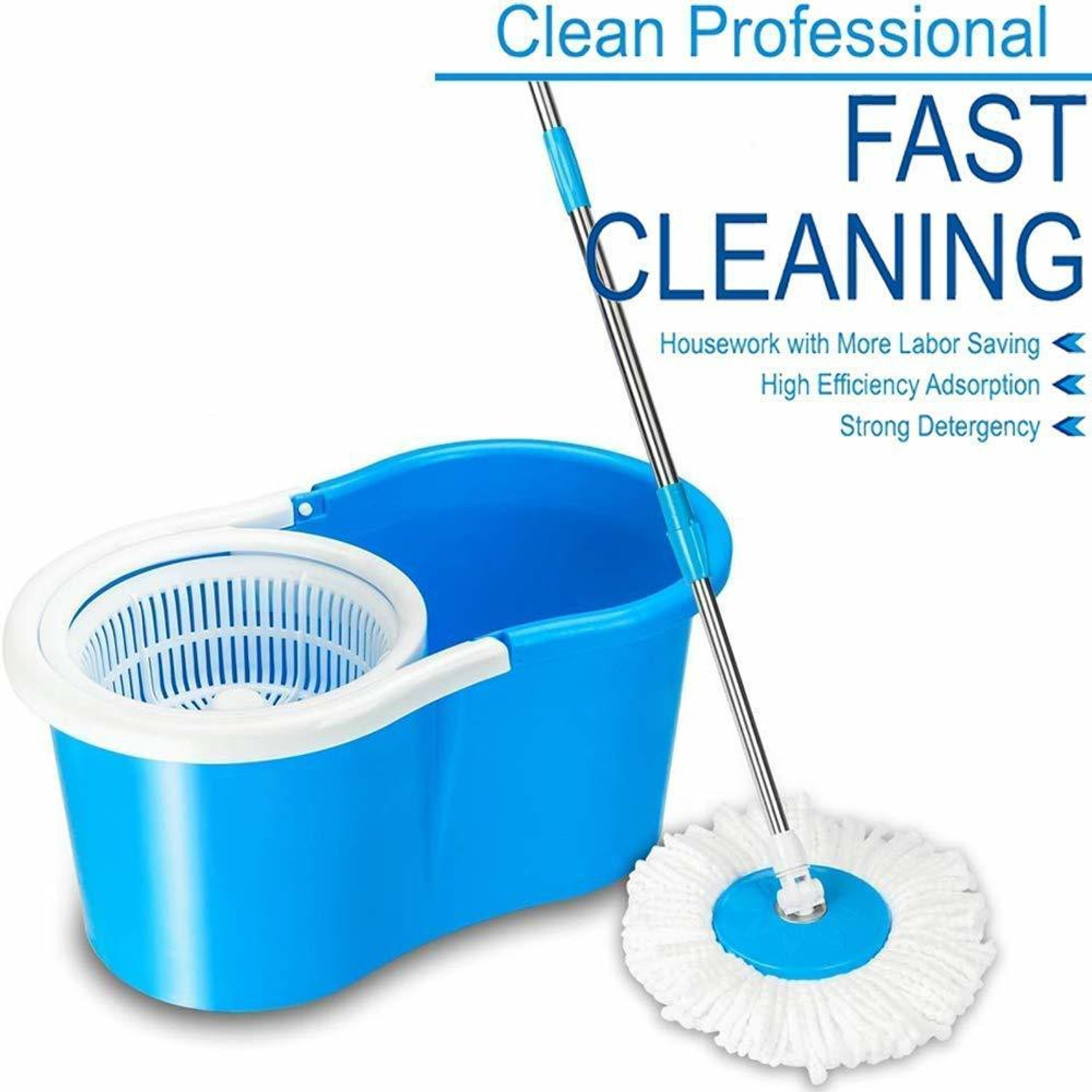 Image of GTE Spin Bucket Mop with 2 Refills- Super Absorbent Refills for All Type of Floors, 360 Degree Spin Bucket, 180 Degree Bendable Handle, for Perfect Cleaning (Color May Vary) Cleaning Wipe, Bucket, Dustbin, Mop Refill, Mop Set, Mop