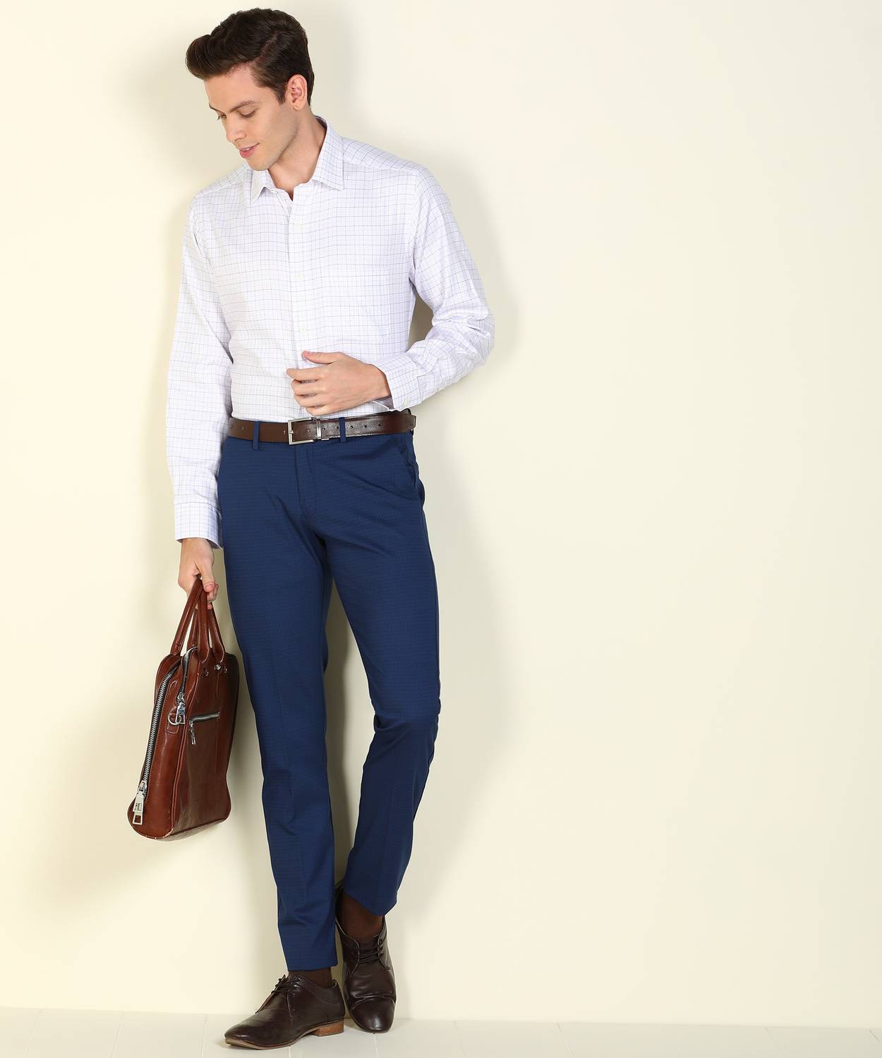 ARROW Men Checkered Formal Purple Shirt
