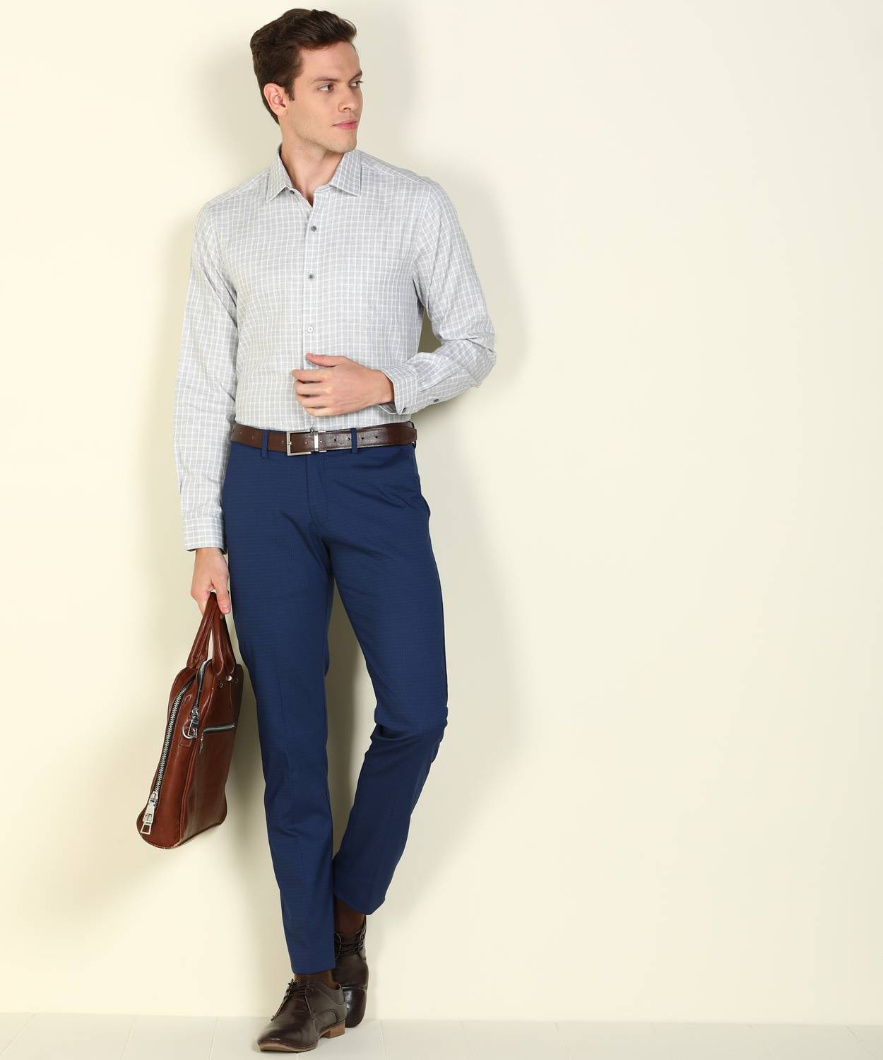 Arrow Newyork Men Checkered Formal Grey Shirt