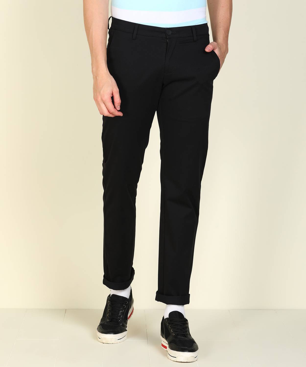 Allen Solly Slim Fit Men Black Trousers