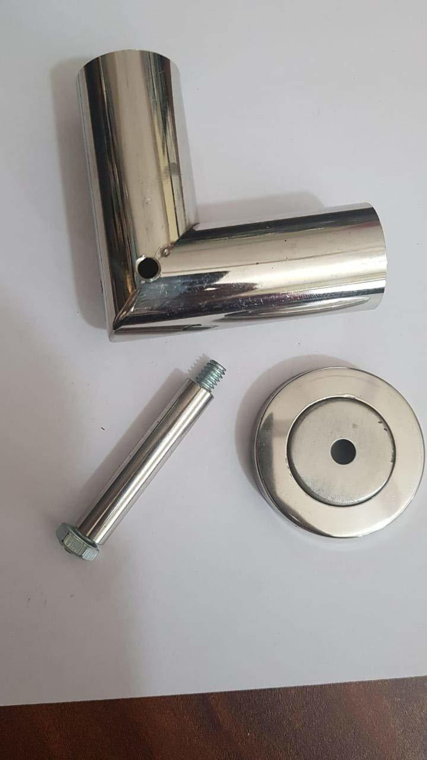 Image of VicTac Stainless Steel Pipe Corner Curtain Bracket ( Silver) Curtain Hook