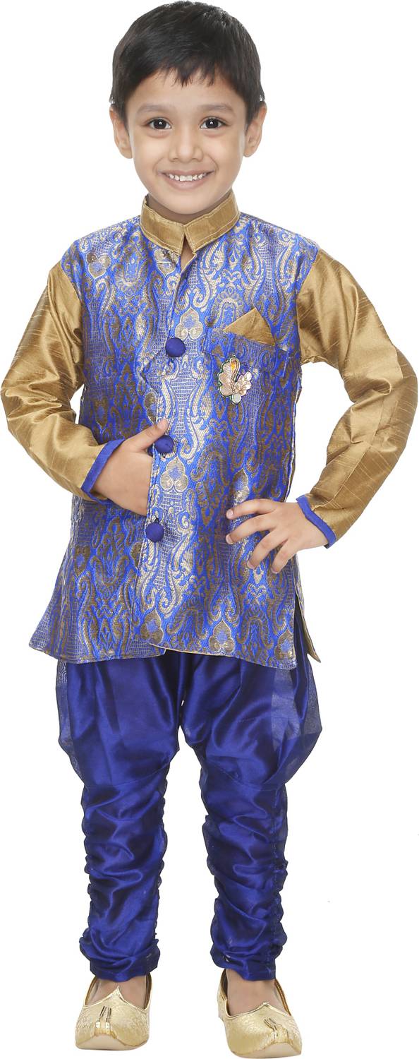 BURBN Boys Festive & Party Sherwani and Churidar Set
