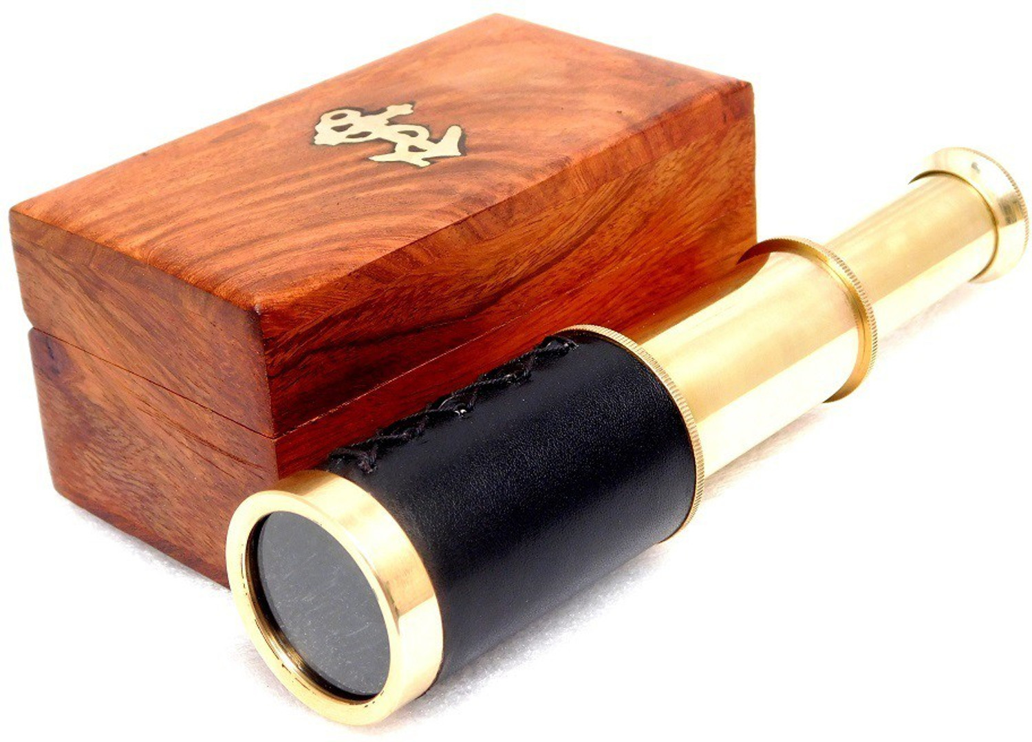 Image of mncttketc Home decor item shop present brass 6''inch telescope with wooden box Reflecting Telescope