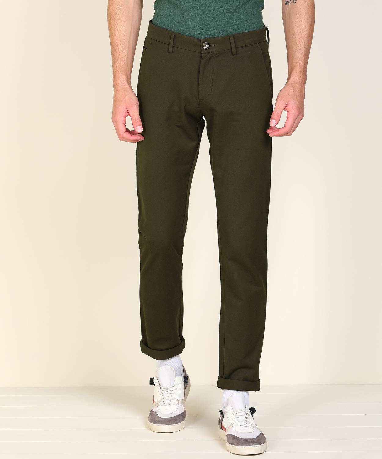 Allen Solly Slim Fit Men Green Trousers