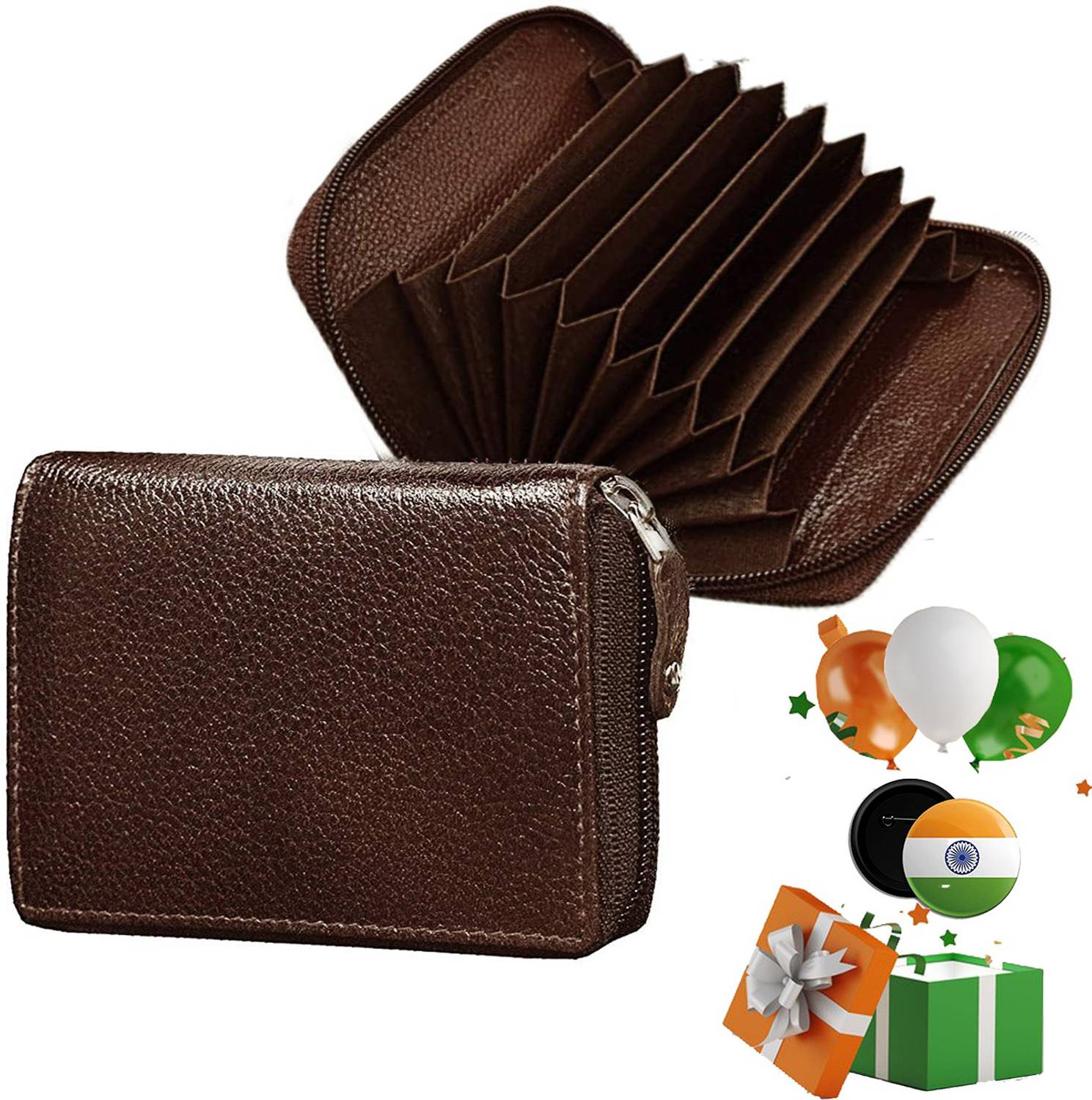 ABYS Men & Women Casual, Travel, Formal, Trendy, Evening/Party, Ethnic Brown Genuine Leather Card Holder