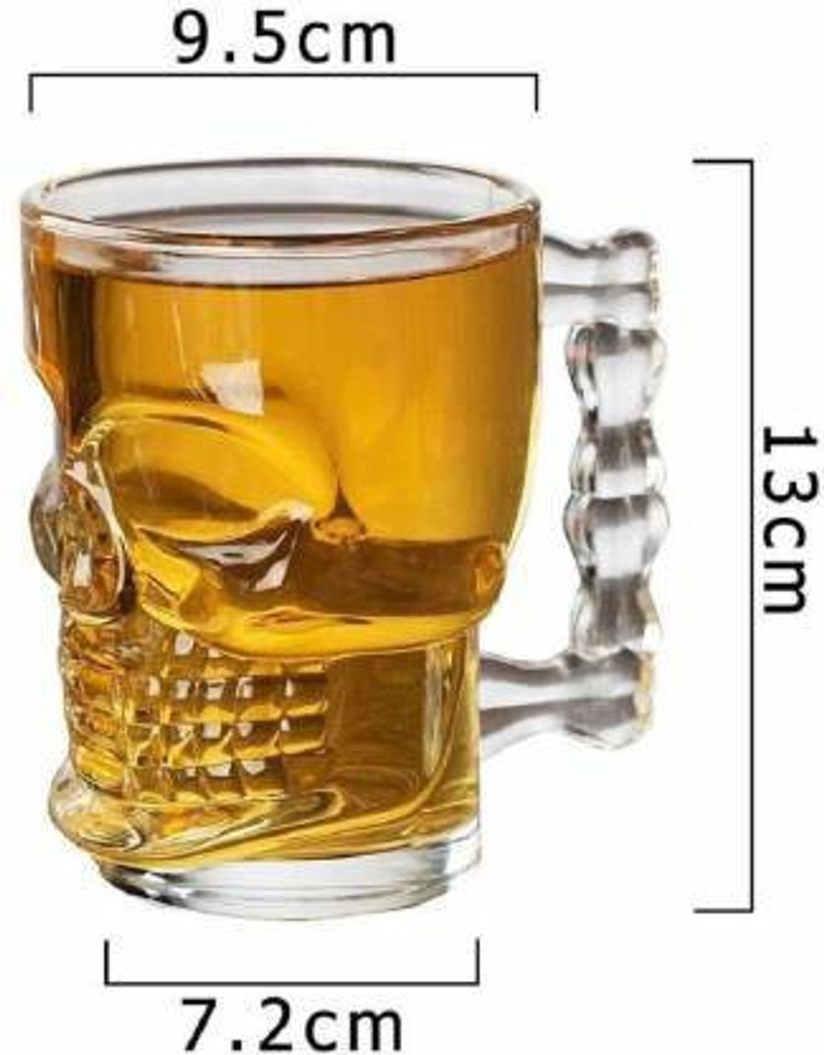 Image of WHOLESALE BAY (Pack of 2) Human Skull /Skeleton Crystal Clear Lead-Free Beer Glass Beer Mug set of 1 Glass Set Glass Beer Mug