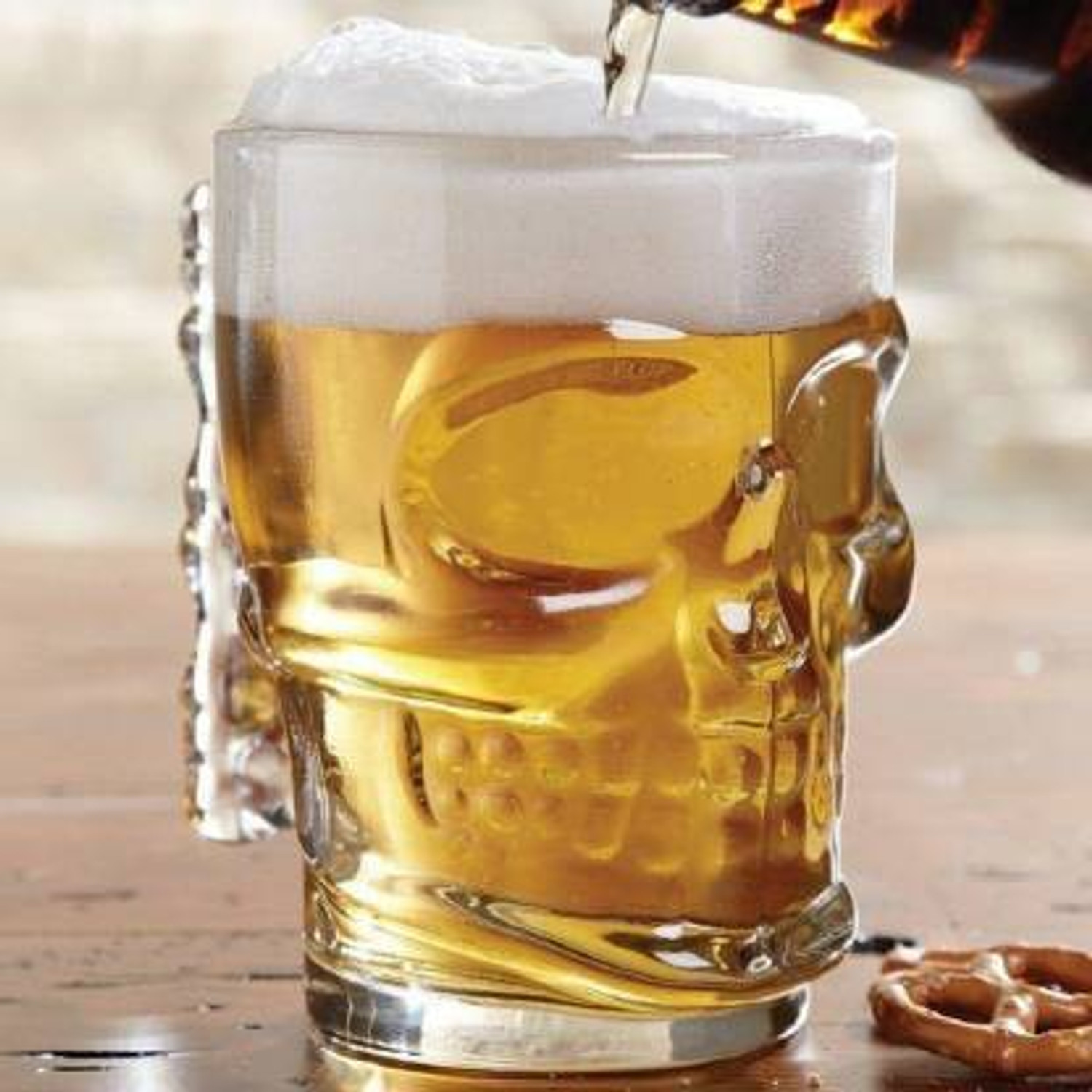 Image of WHOLESALE BAY (Pack of 2) Human Skull /Skeleton Crystal Clear Lead-Free Beer Glass Beer Mug set of 1 Glass Set Glass Beer Mug