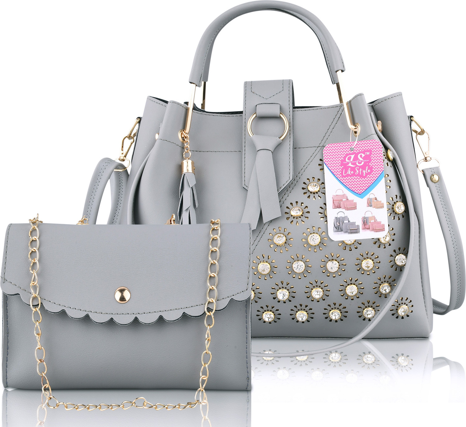 Image of Live Fashion Women Grey Messenger Bag
