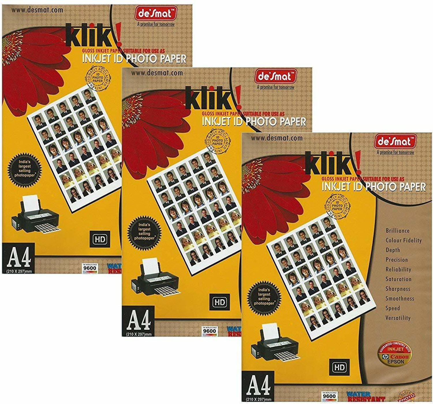 Image of DESMAT Inkjet Unruled A4 180 gsm Photo Paper