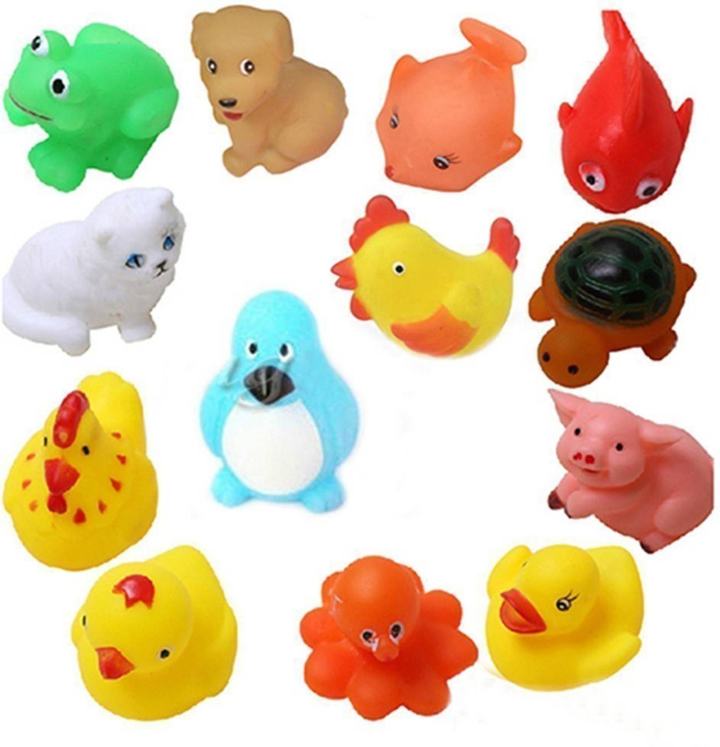 ASHOOJATEX 12 Piece Baby Bathtub Chu Chu Squeeze Bath Toys Non-Toxic Bath Toy (Multicolor) Bath Toy