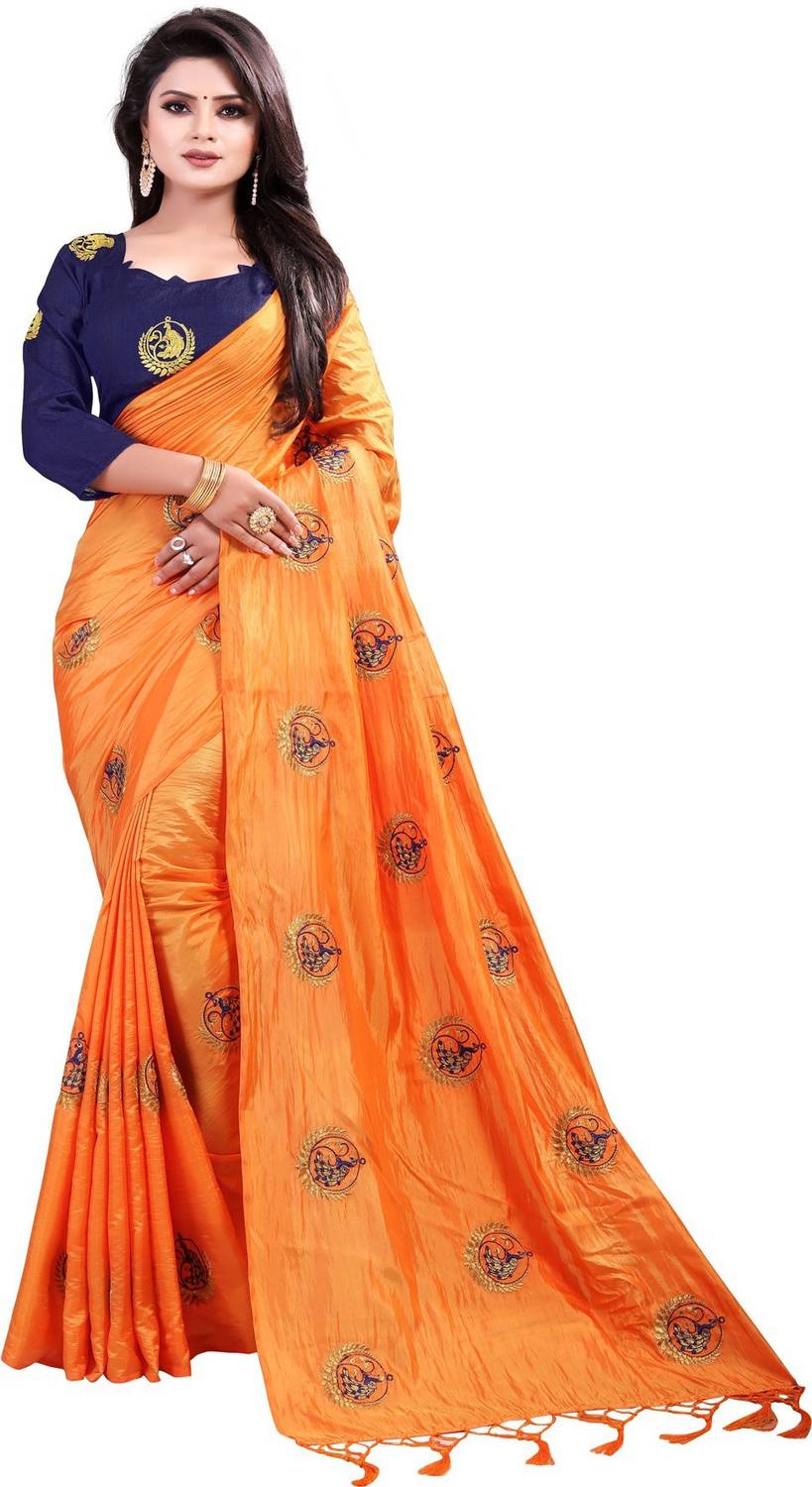 3Buddy Fashion Embroidered Banarasi Pure Silk Saree