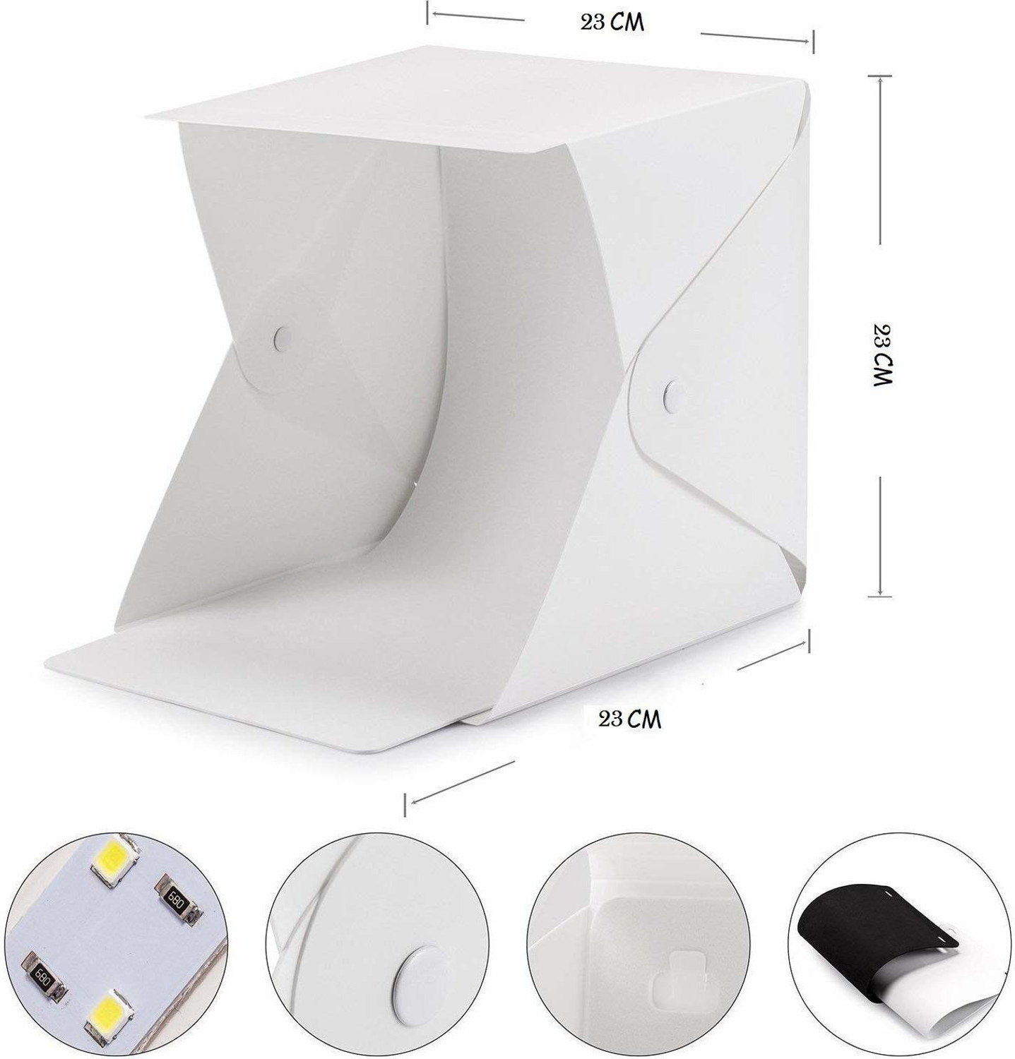 Image of Hiffin HF Foldable Lightbox 23 cm Portable Light Room Photo Studio Photography Backdrop Mini Cube Box Lighting Tent Kit 22.6 * 23 * 24cm Square Softbox