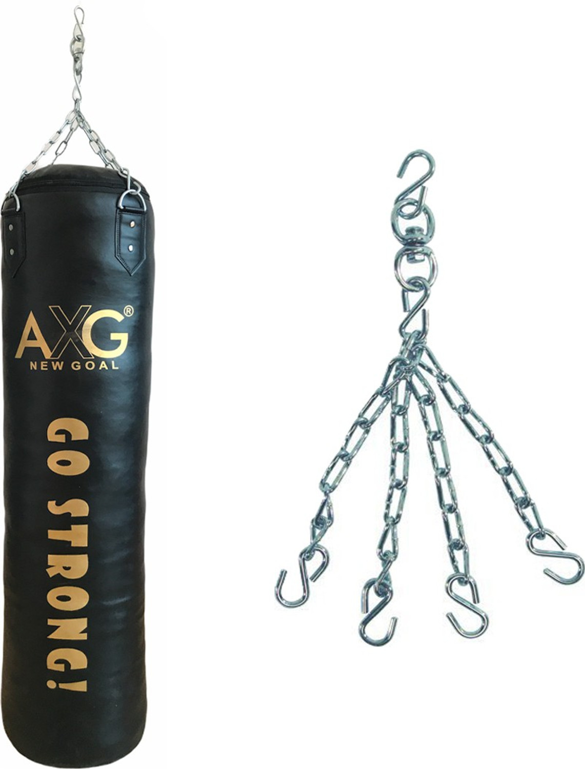 Image of AXG NEW GOAL Unfilled Boxing Punching Bag 4 ft With stainless steel chain (Heavy PU Material) Hanging Bag
