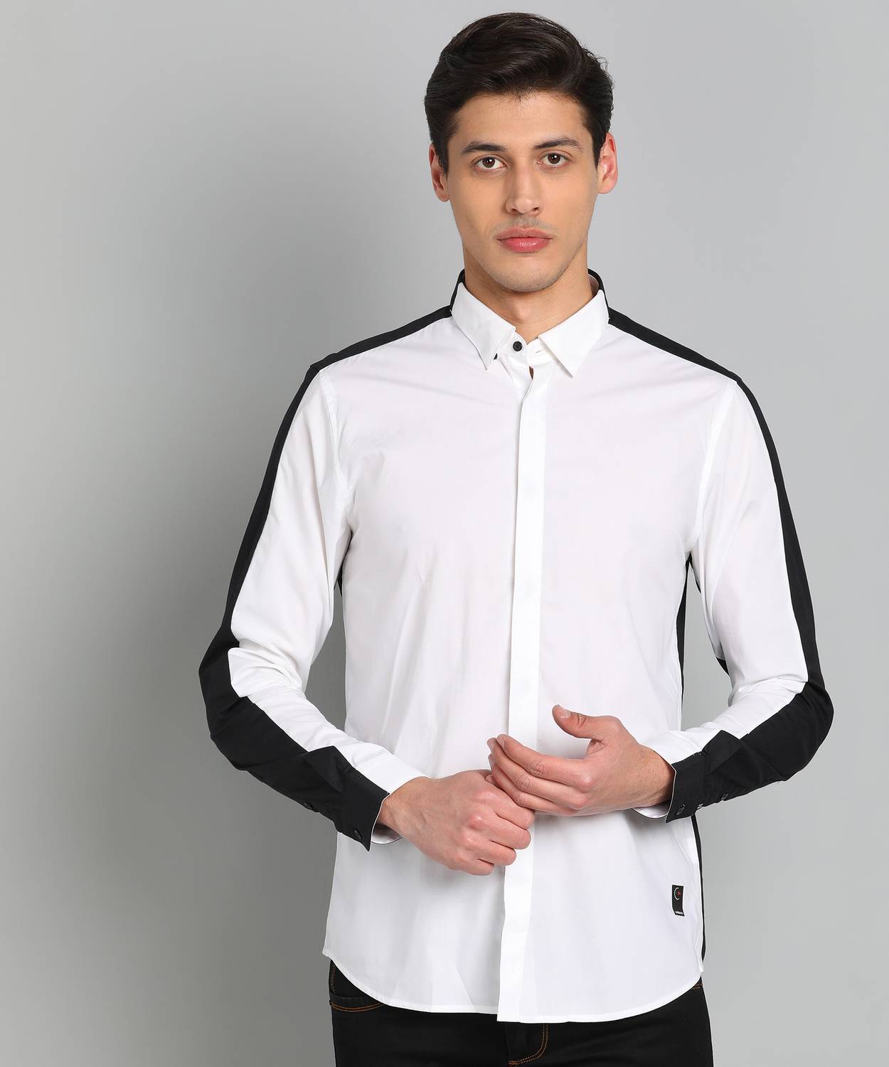 Blackberrys Men Color Block Casual White Shirt