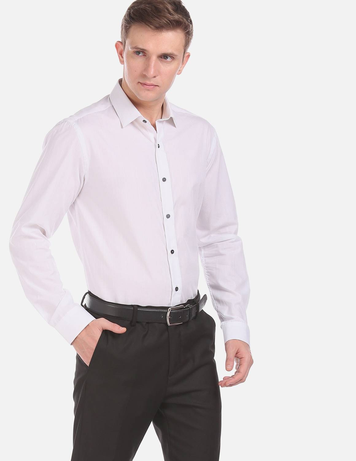 ARROW Men Solid Formal White Shirt