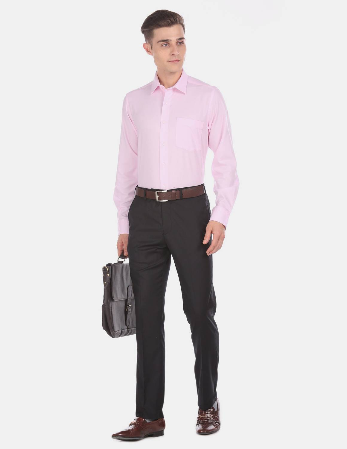 ARROW Men Solid Formal Pink Shirt