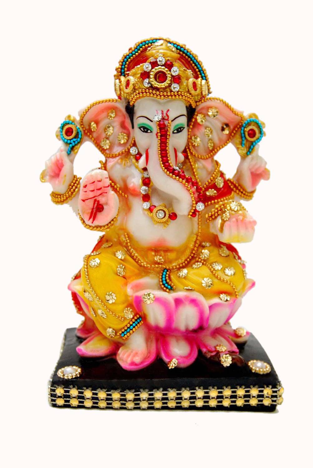 Buji Handicraft Ganesh Ji Idol Ganesha Murti Statue for Pooja Room Puja Mandir Temple Home Gift Decorative Showpiece - 17 cm