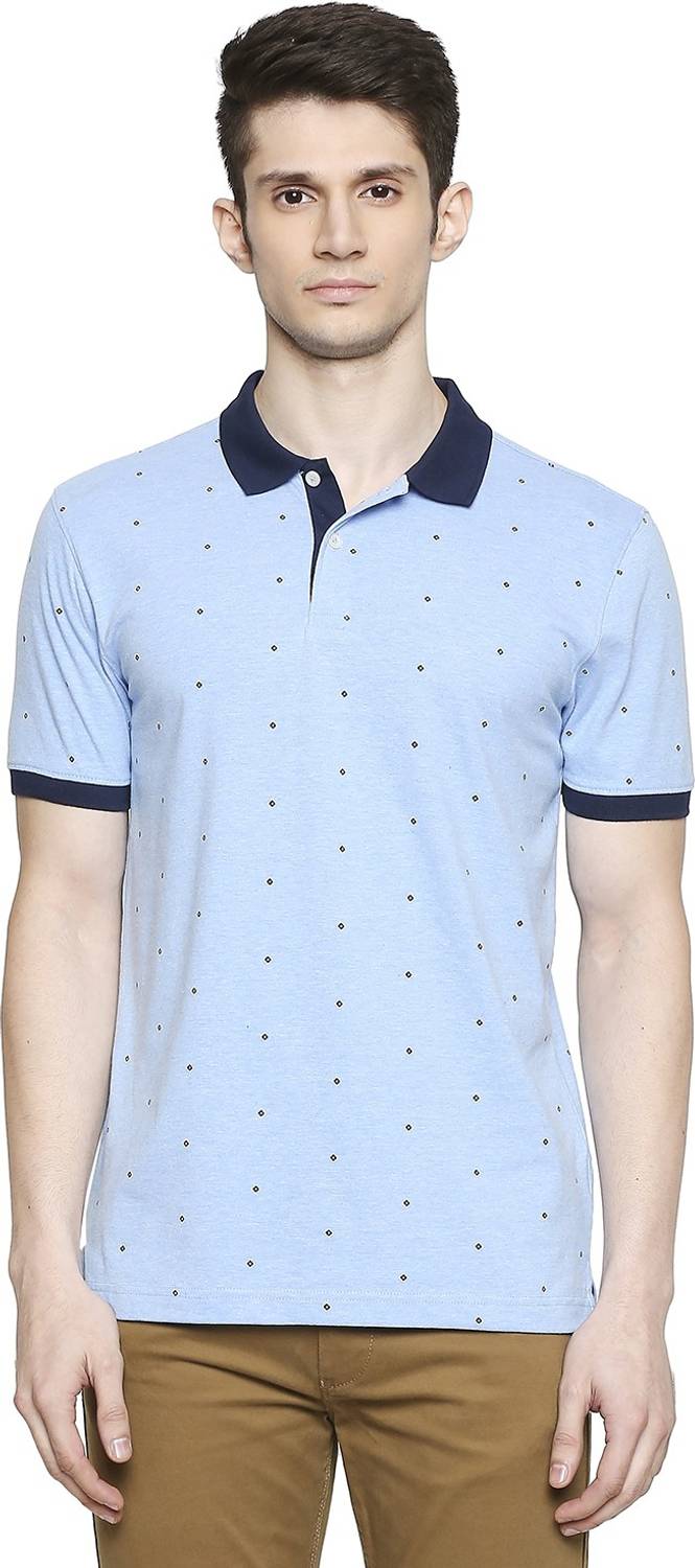 Byford by Pantaloons Printed Men Polo Neck Blue T-Shirt