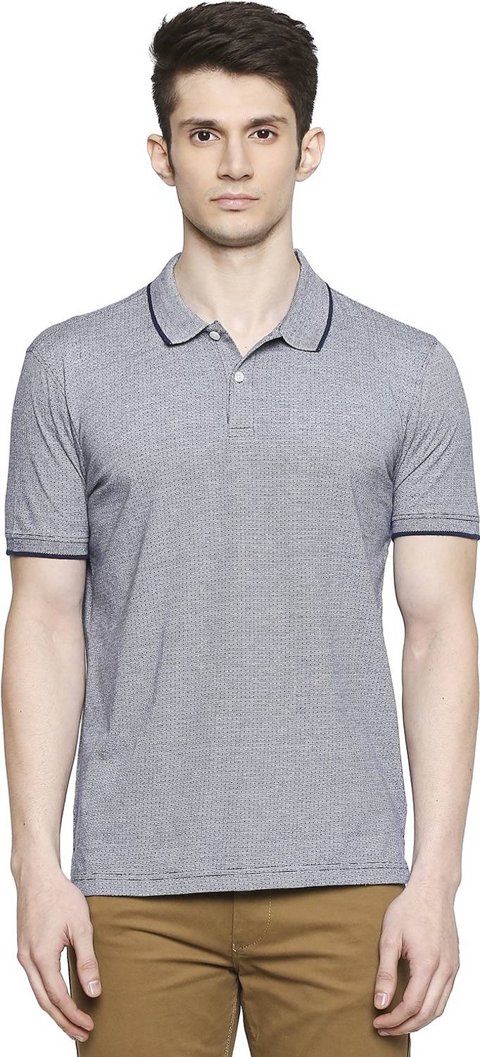 Byford by Pantaloons Self Design Men Polo Neck Dark Blue T-Shirt