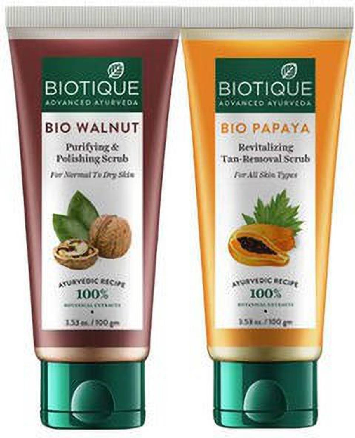 BIOTIQUE BIO WALNUT SCRUB,100ML & PAPAYA TAN REMOVEL SCRUB,100ML Scrub