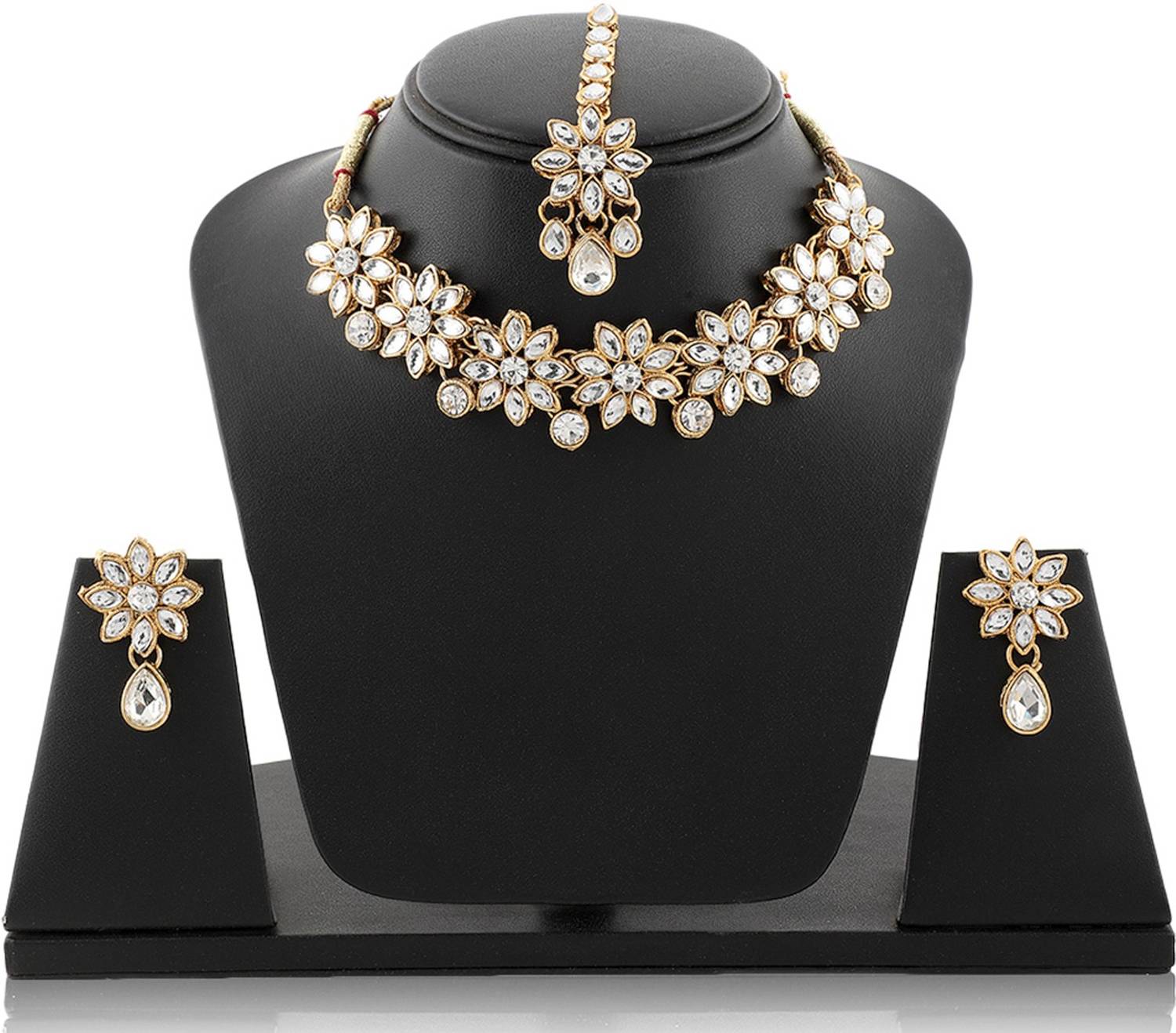 Mekkna Alloy Gold-plated White Jewellery Set