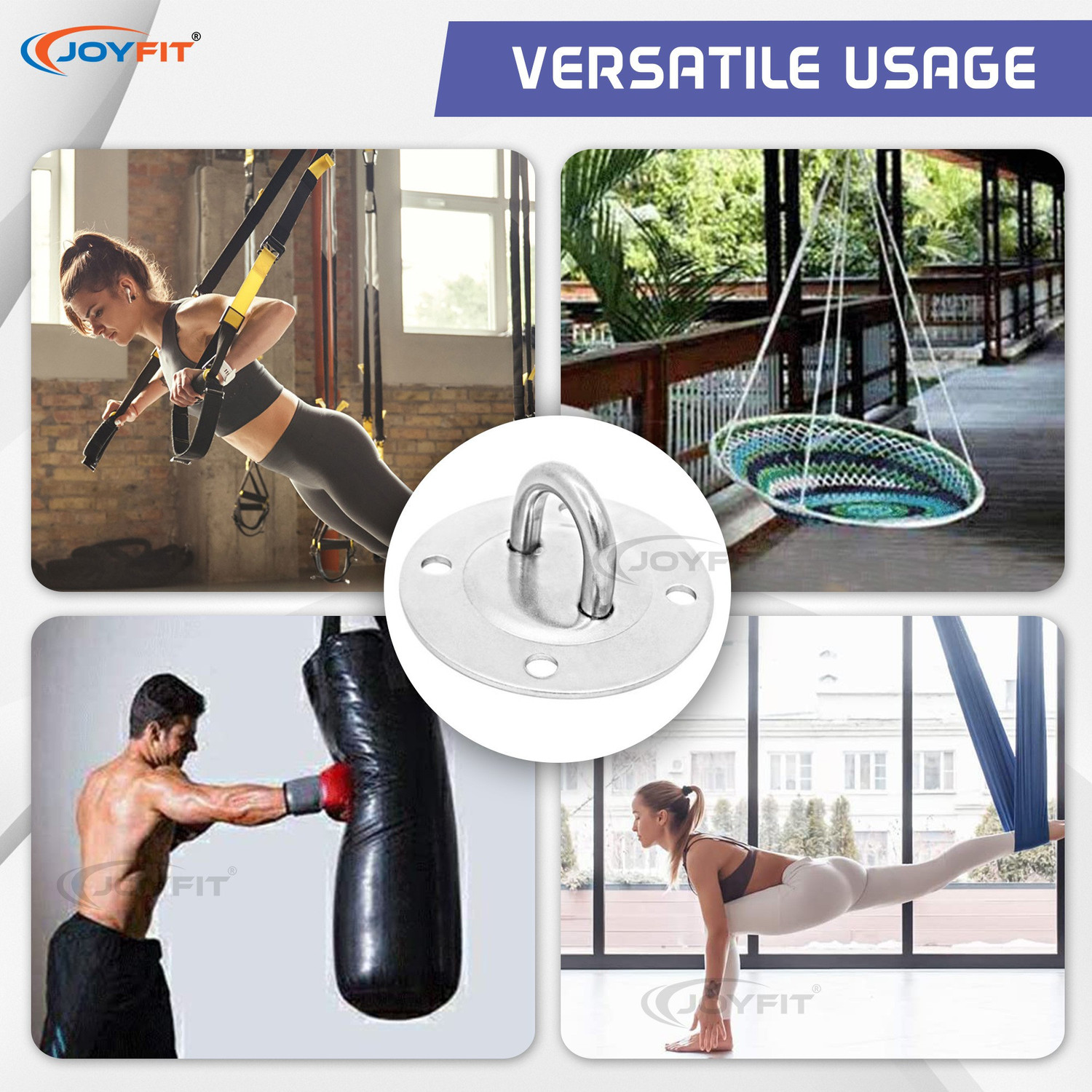 Image of Joyfit 250 kg Wall & Ceiling Anchor for Suspension Straps, Resistance Bands, Gymnastic Rings & Home Gym Combo