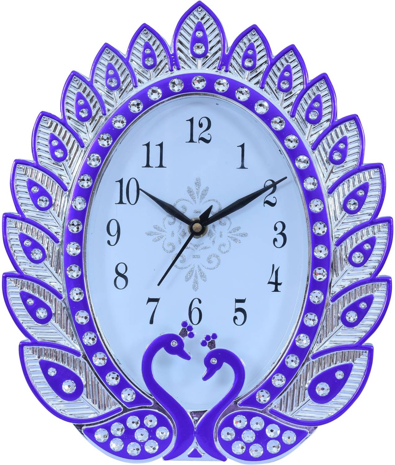 Sigaram Analog 28 cm X 23 cm Wall Clock (Purple, With Glass, Stan