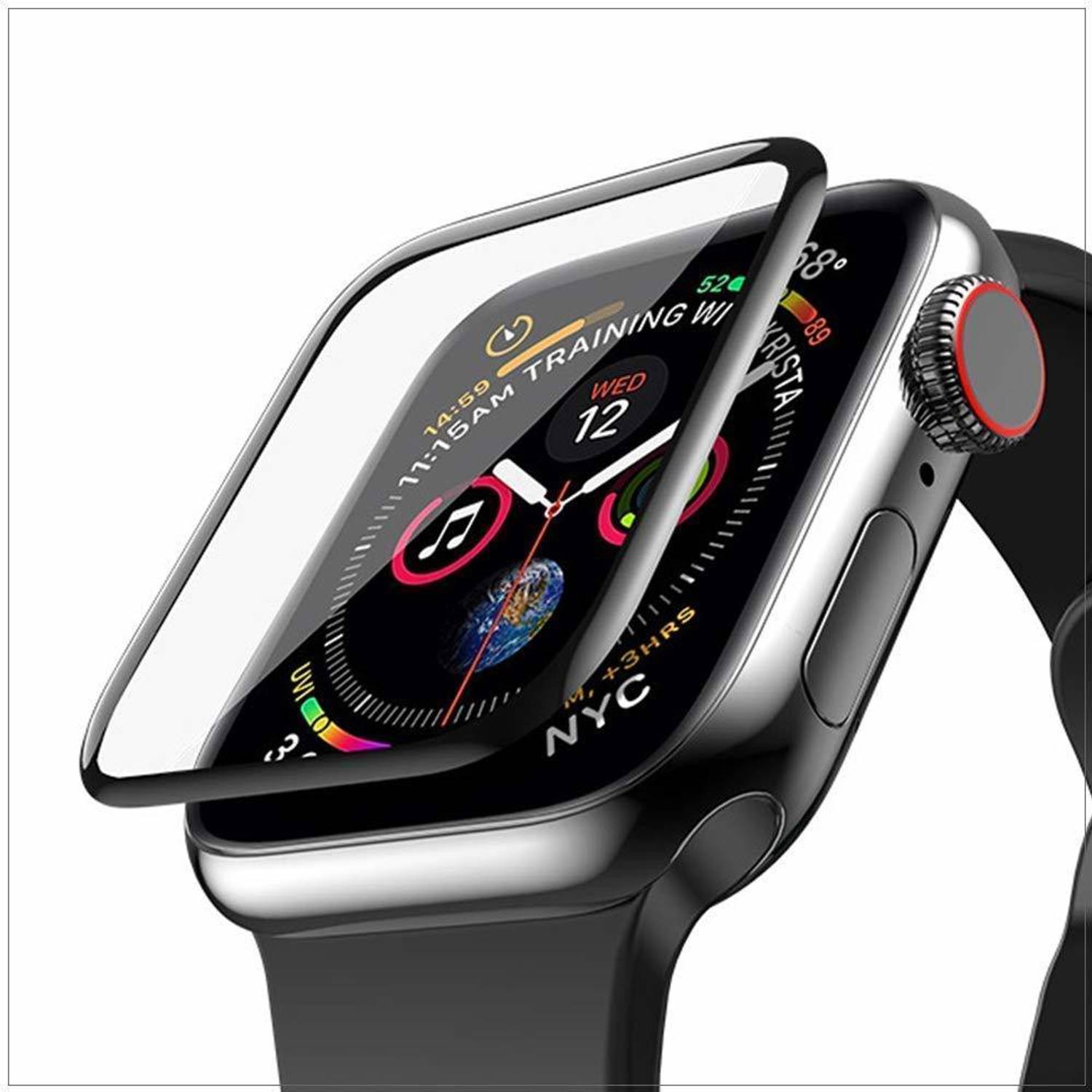CallSmith Edge To Edge Tempered Glass for Apple Watch 44mm Series 4 , Apple Series 5, Latest Generation Curvy boder Glass membran PMMA Clear Film with Built-in 9H Hardness